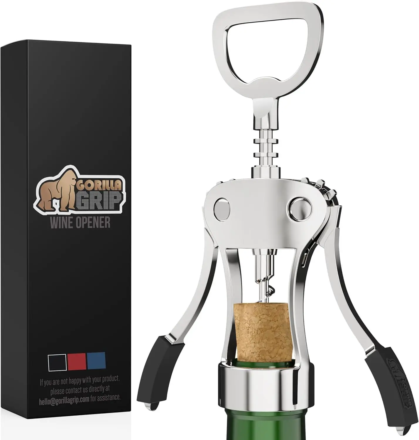 

Smooth Zinc Alloy Wing Corkscrew, Easy Wine Opener, Multifunctional Bottle Opener, Dishwasher Safe, Black