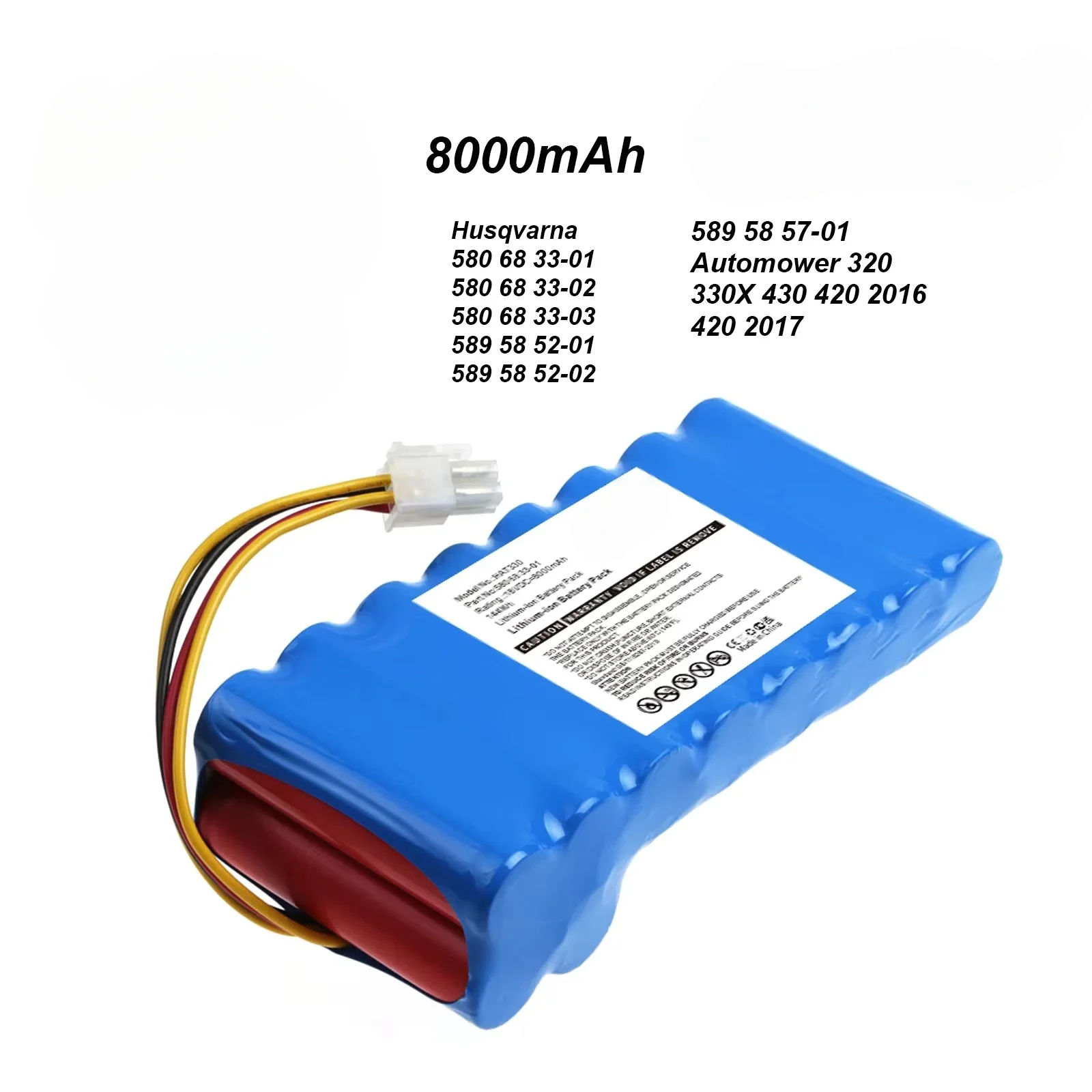 8000mAh Lawn Mowers Battery Compatible with Husqvarna Automower 320 330X 420 430 430X 550 440 450X 520 550 - Year Note