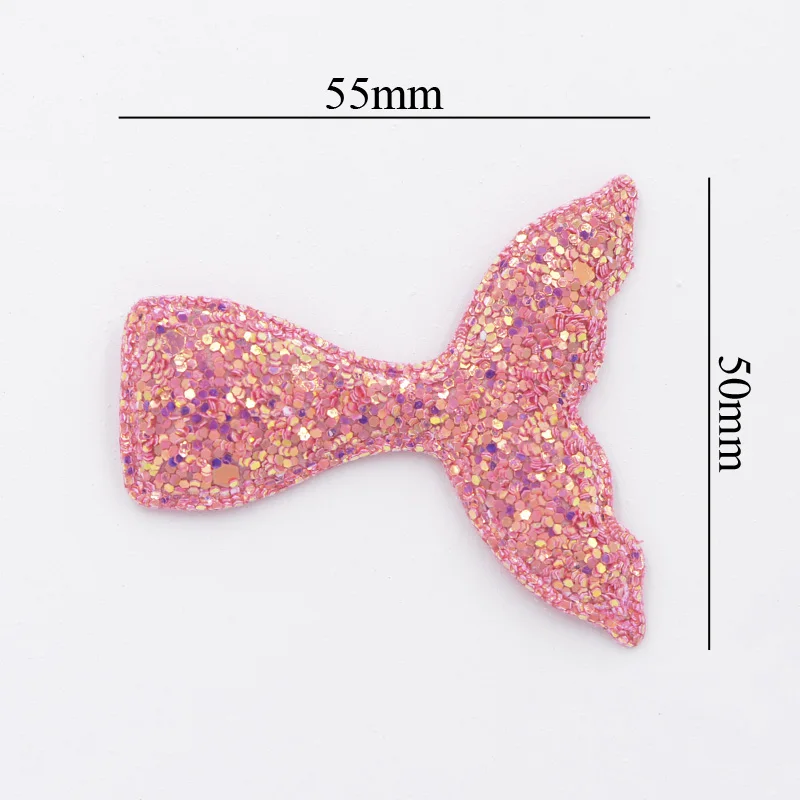 12Pcs 55*50mm Paillette Padded Patches Glitter Mermaid Tail Appliques for Crafts Clothes Sewing Supplies DIY Hair Clip Decor