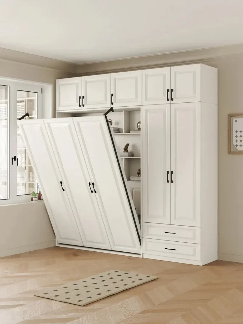 Invisible bed wall, bed, wardrobe, integrated 1.35-meter multifunctional foldable Murphy bed, flip bed under the bed