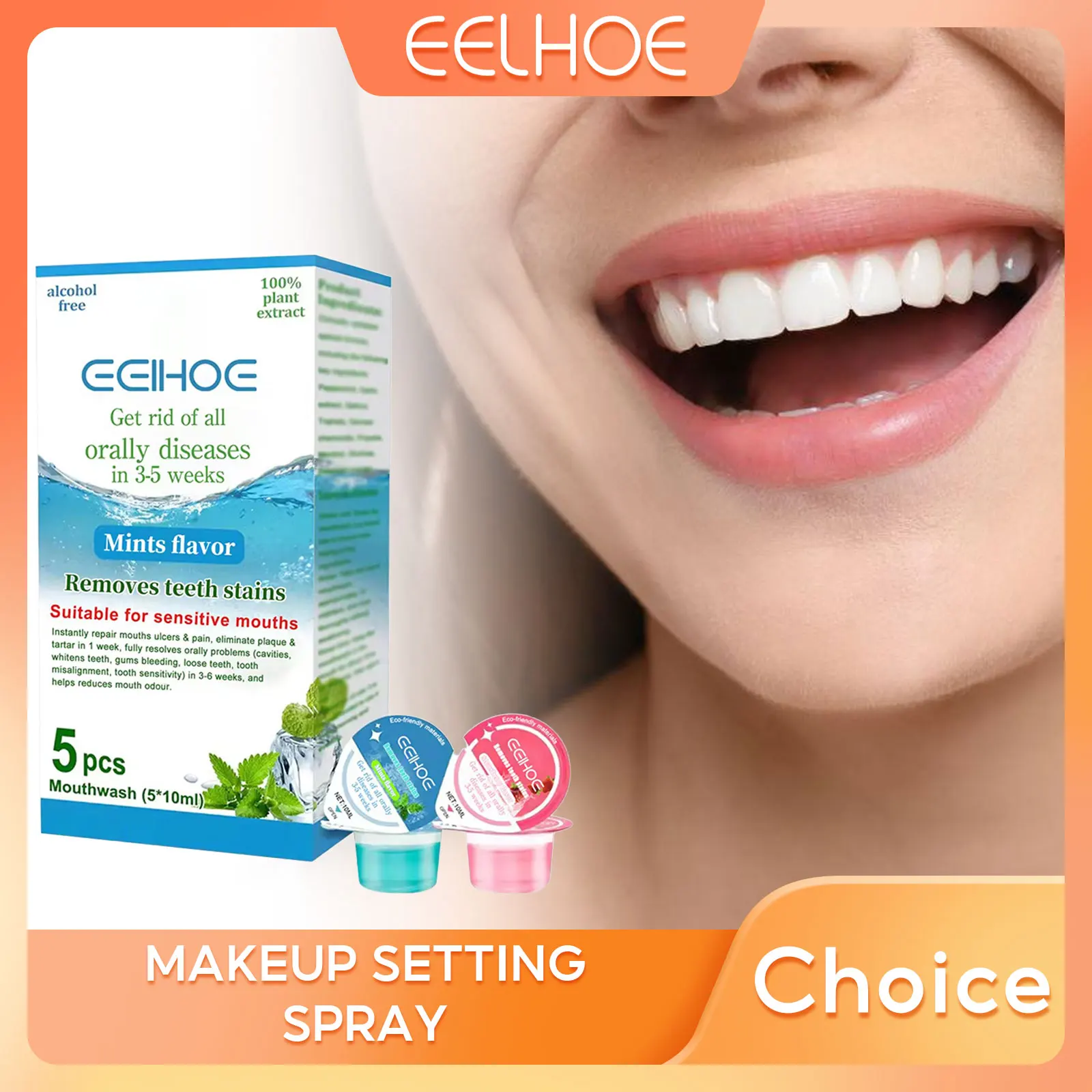 Mouthwash Oral Treatment Refreshing Breath Brightening Teeth Black Stains Remover Whitening Teeth Disposable Mouth Wash Packets