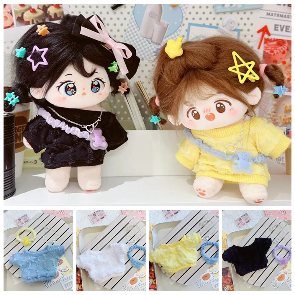 

Hoodie Cotton Doll Clothes Bear Bag with Necklace Plush Doll Clothes Dopamine T-shirt No Attribute Doll Clothes 20cm Cotton Doll