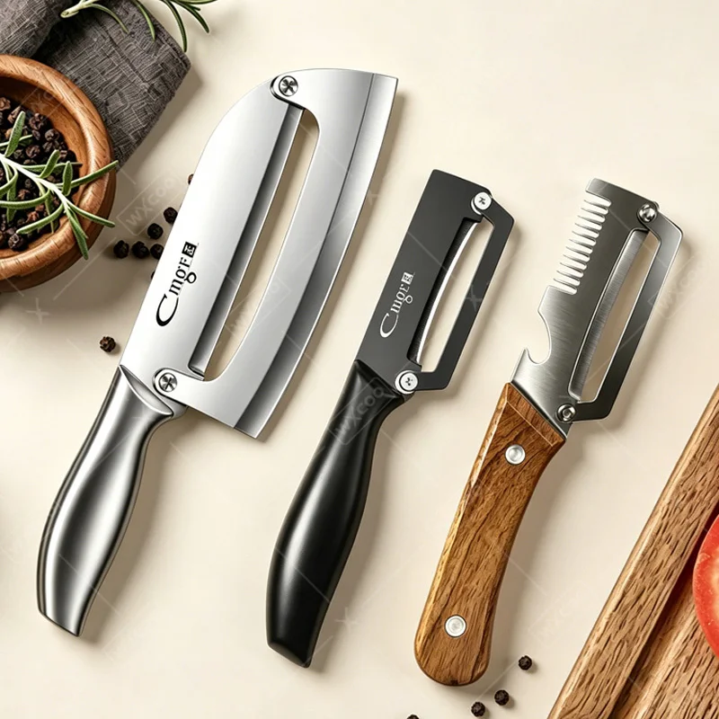 Kitchen Peeler Knife Stainless Steel Cutting Knife Kitchen-Specific Peeler for Peeling Slicing Fruits Vegetables& Bottle Opener