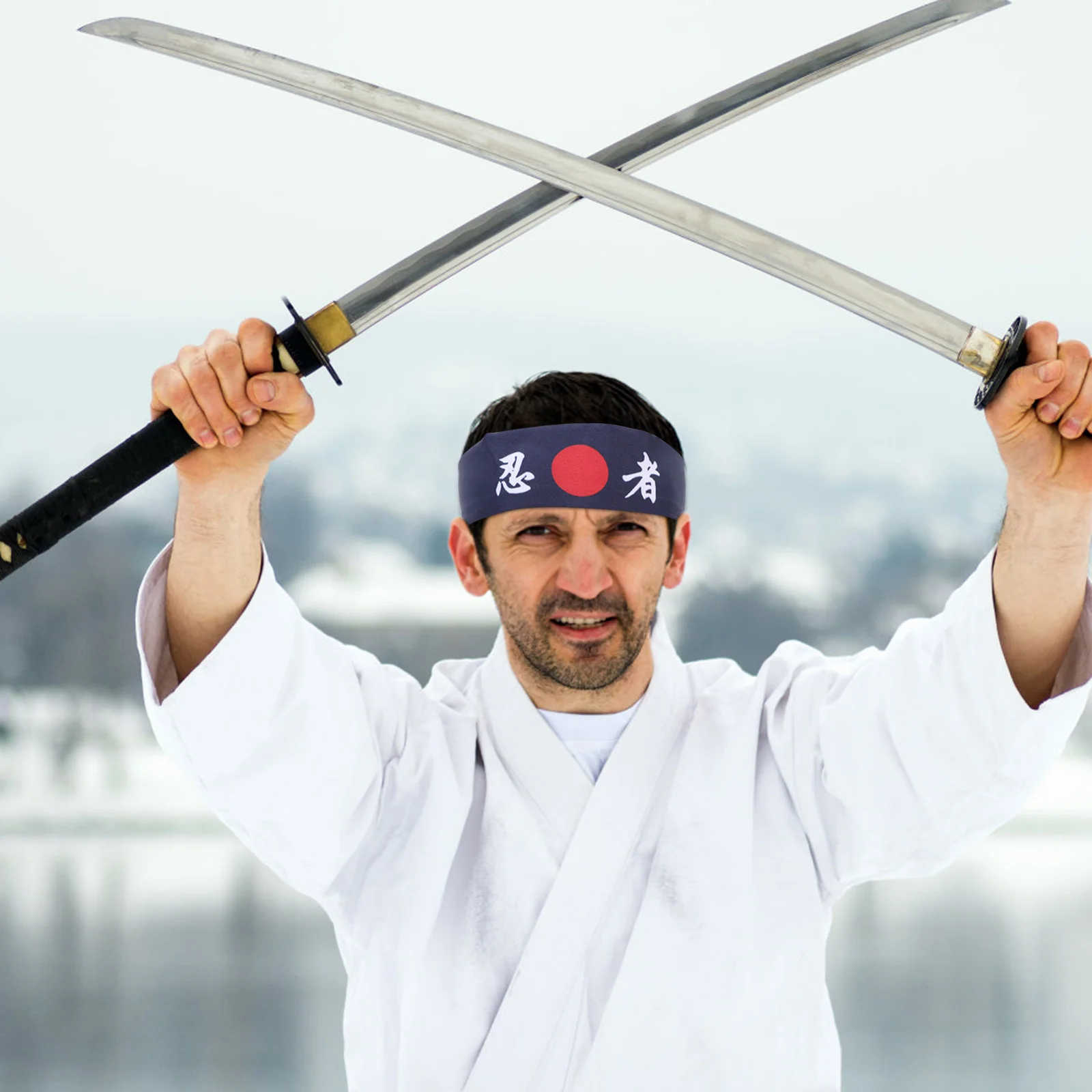 

2Pcs Sports Headband Set Japanese Style Chef Sweat Absorbing Adjustable for Cooking Exercise Dragon Design Men