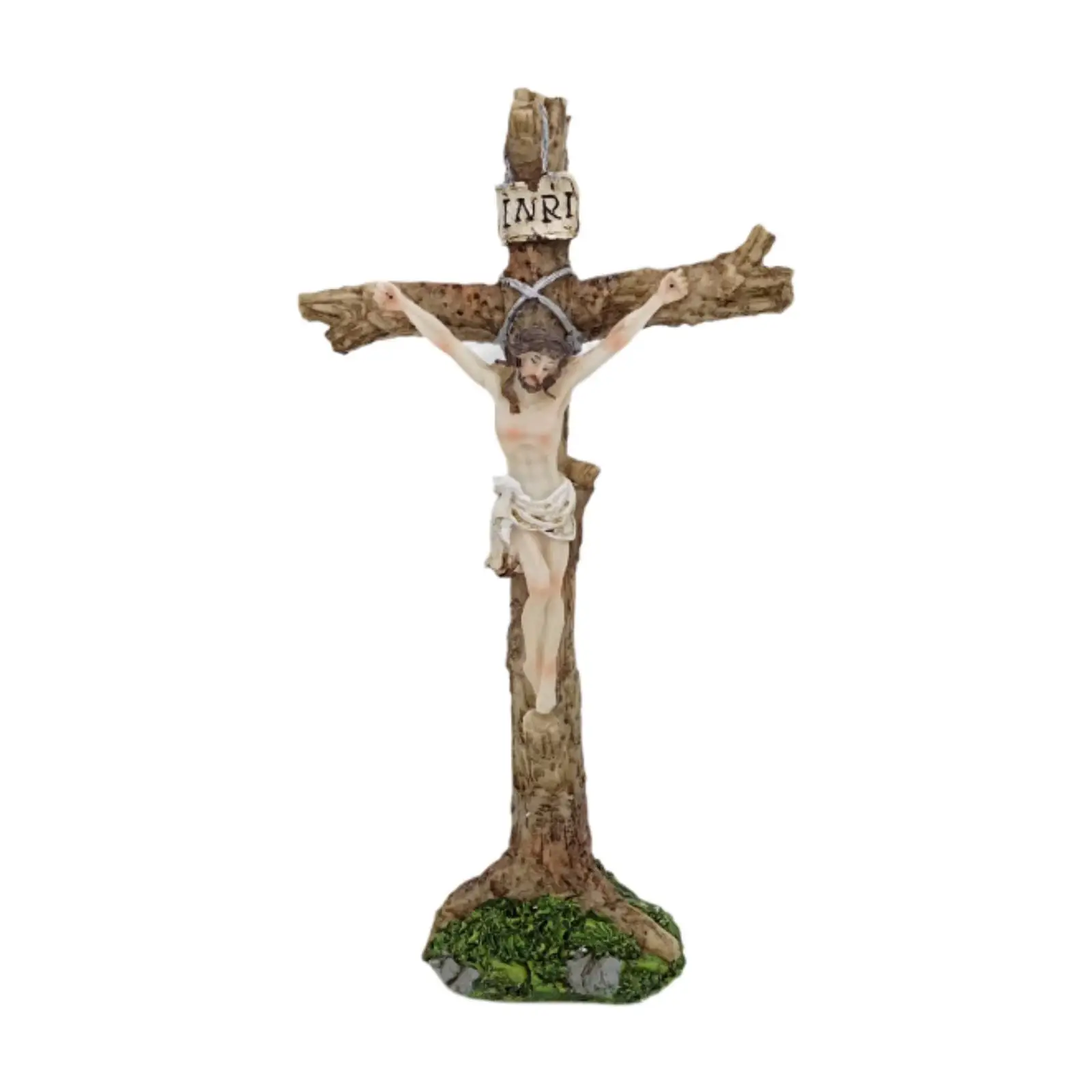 Standing Crucifix Sculpture Passion Crucifix Tabletop Centerpiece Holiday Jesus Cross Figurine Easter Decoration for Table
