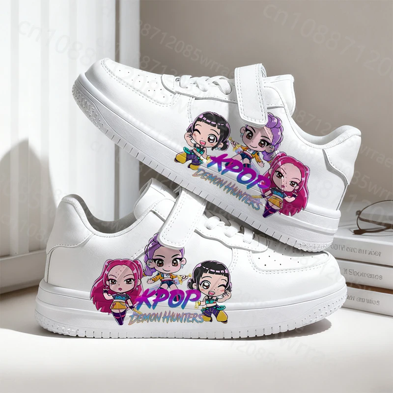 2025 عيد الميلاد KPop شيطان الصيادين الطباعة أحذية الأطفال بنين بنات مريح أربعة مواسم تنفس أحذية التنقل