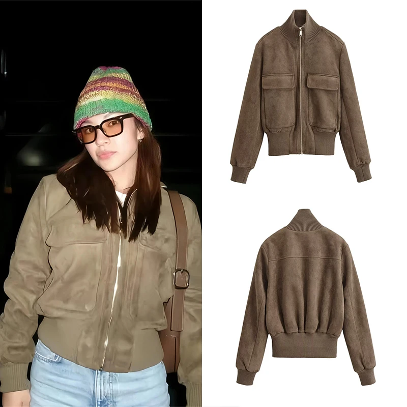 Guobioziy Women's Stand Collar Pilot Jacket 2026 Spring-Autumn Edition French Daily Casual Fashion Trend Classic Retro Street