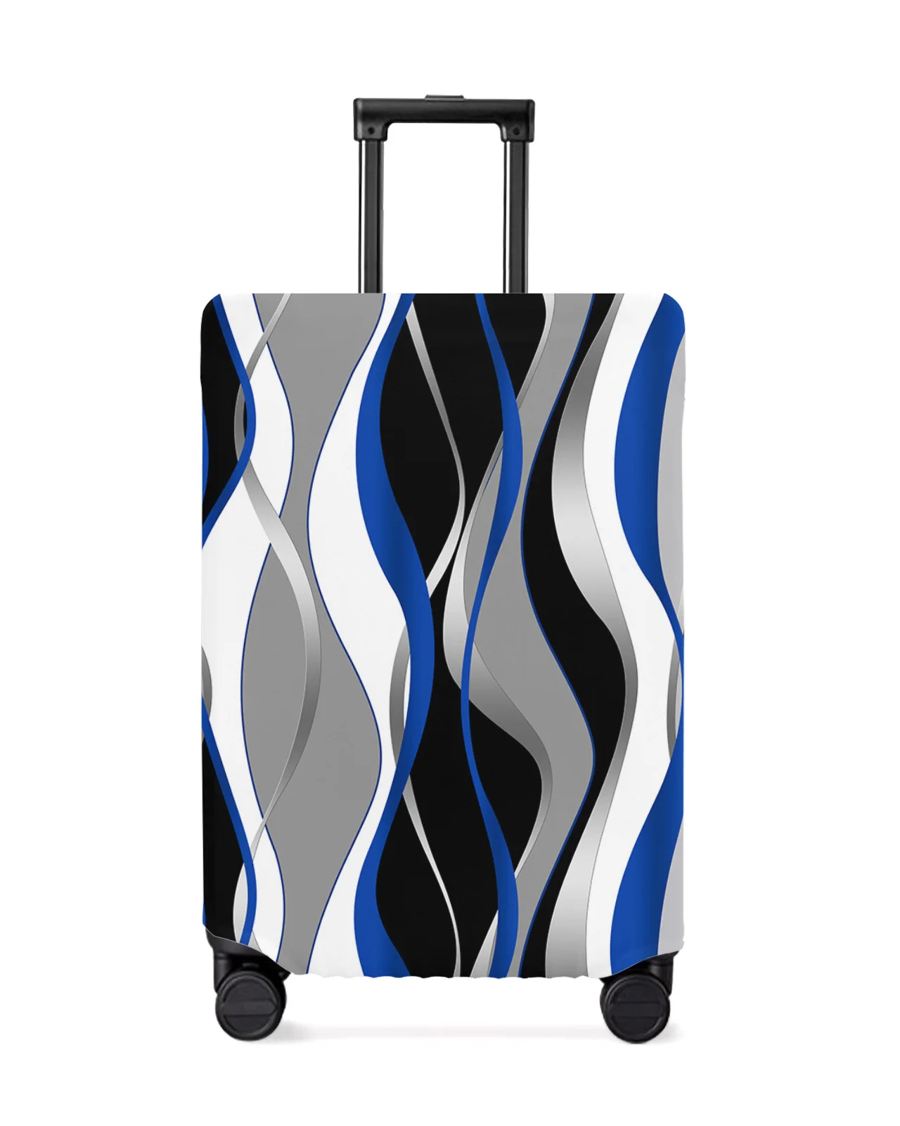 

Geometry Abstract Line Blue Black Luggage Cover Stretch Baggage Protector Dust Cover for 18-32 Inch Travel Suitcase Case