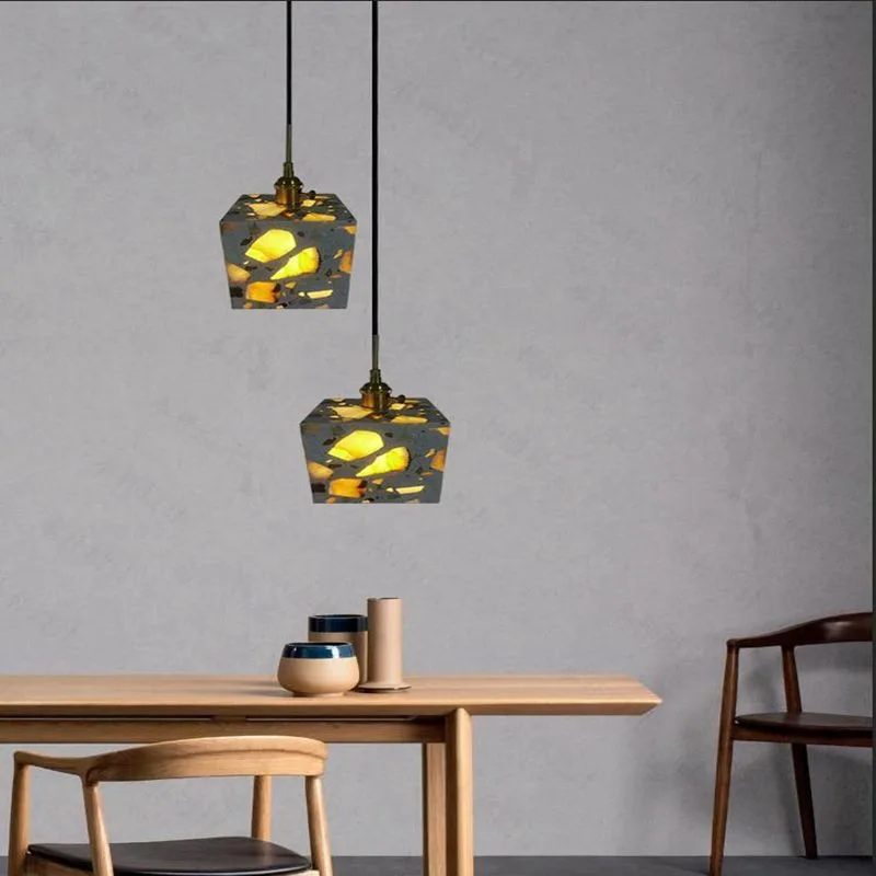 Transparent terrazzo chandelier simple personality restaurant bedroom bedside bar bar color single head
