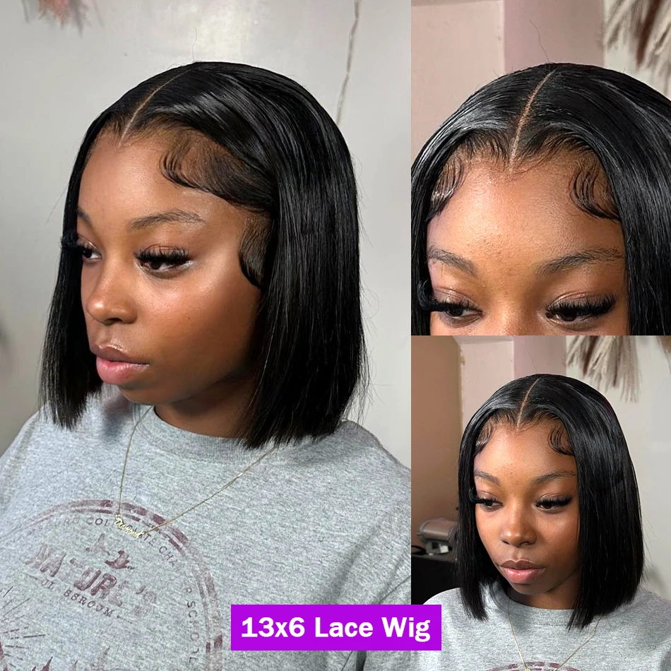 Melodie 13X6 HD Lace Frontal Straight Short Bob 250 Density 13x4 Human Hair Wigs 16 Inch 5x5 Glueless Wig Transparent PrePlucked