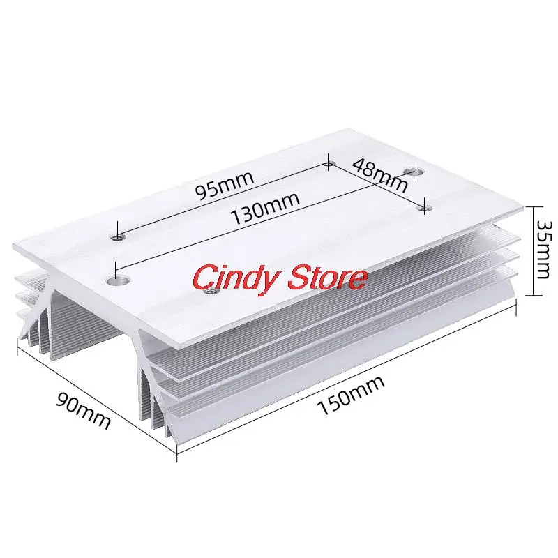 Aluminum Heatsink Black for Rectangle Single Phase Solid State Relay SSR 150 x 90 x 35mm