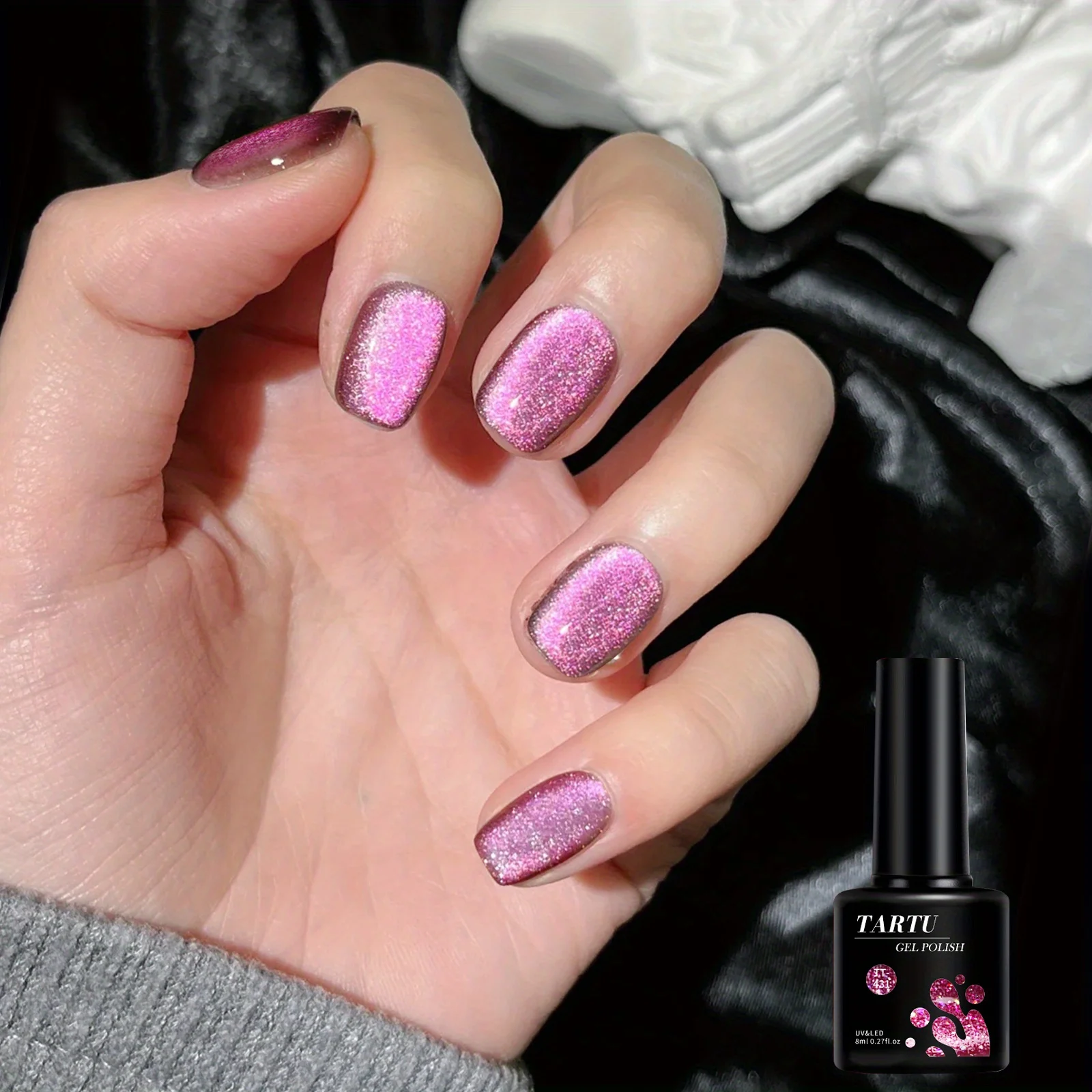 طلاء أظافر جل عين القطة، أحمر بني أسود 8 مل نقع قبالة LED/الأشعة فوق البنفسجية، فن أظافر لامع ثلاثي الأبعاد، هدية مانيكير لصالونات التجميل المنزلية للنساء