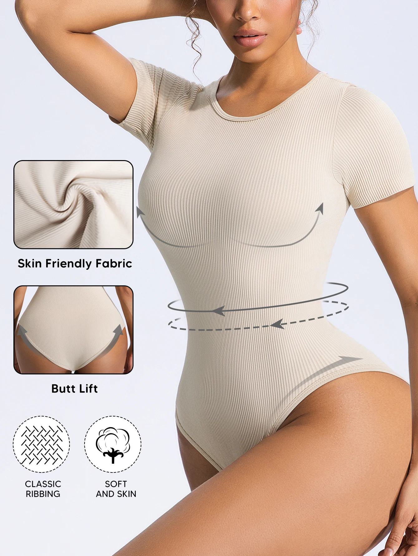 Damen-Bodys, kurzärmelig, Rundhalsausschnitt, schmale Passform, lässige Oberteile, gerippter Strick, weiche Basic-T-Shirts, trendige Outfits