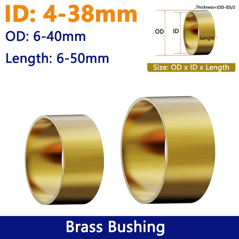 1pcs ID 4-38mm Brass Bushing Ring Sleeve OD 6-40mm Length 6-50mm Chisel Carving Knife Handle Knife Shank Hollow Copper Tube DIY