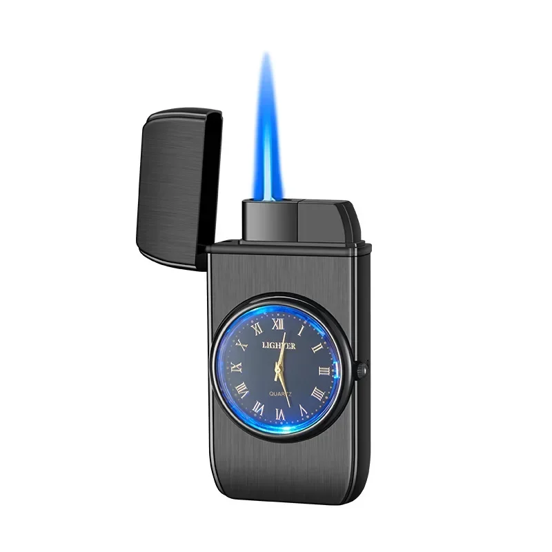 

Creative Electronic Watch Lighter Refilled Metal Blue Flame Windproof Lighter for Men Gift Lighter Smoking Accessories Gadgets