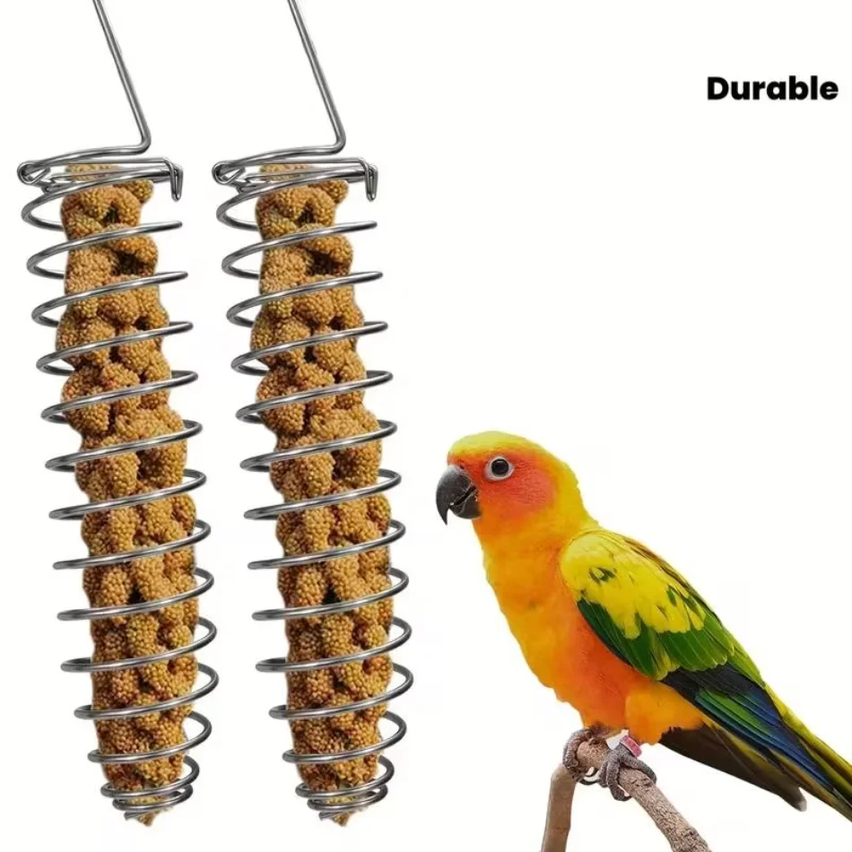 1/2pcs Stainless Steel Parrot Feeder – Durable Snack & Seed Container for Budgies, Cockatiels, Macaws
