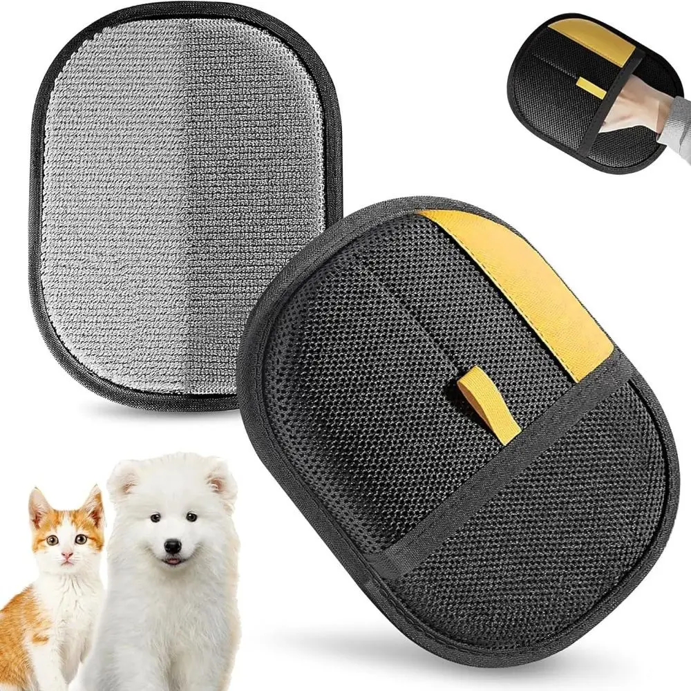 3 STKS Dubbelzijdige Pet Grooming Handschoenen Multifunctionele Zachte Statische Ontstoffen Borstel Verdikte Zwarte Pet Hair Remover Borstel Hond