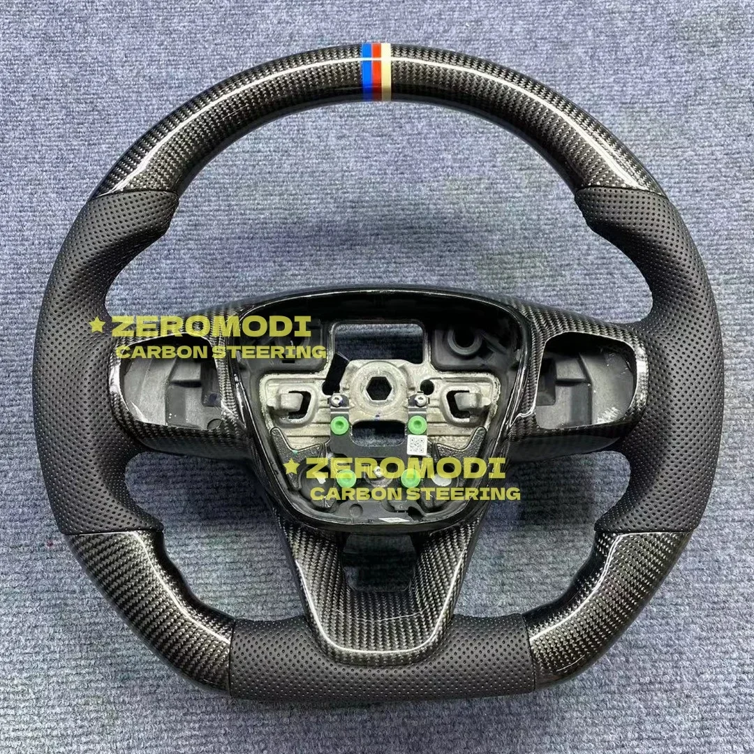 

Fit For Ford Fiesta MK8 Focus ST Line Real Carbon Fiber Steering Wheel Black Marker High Quality Leather Sport Wheel Customized
