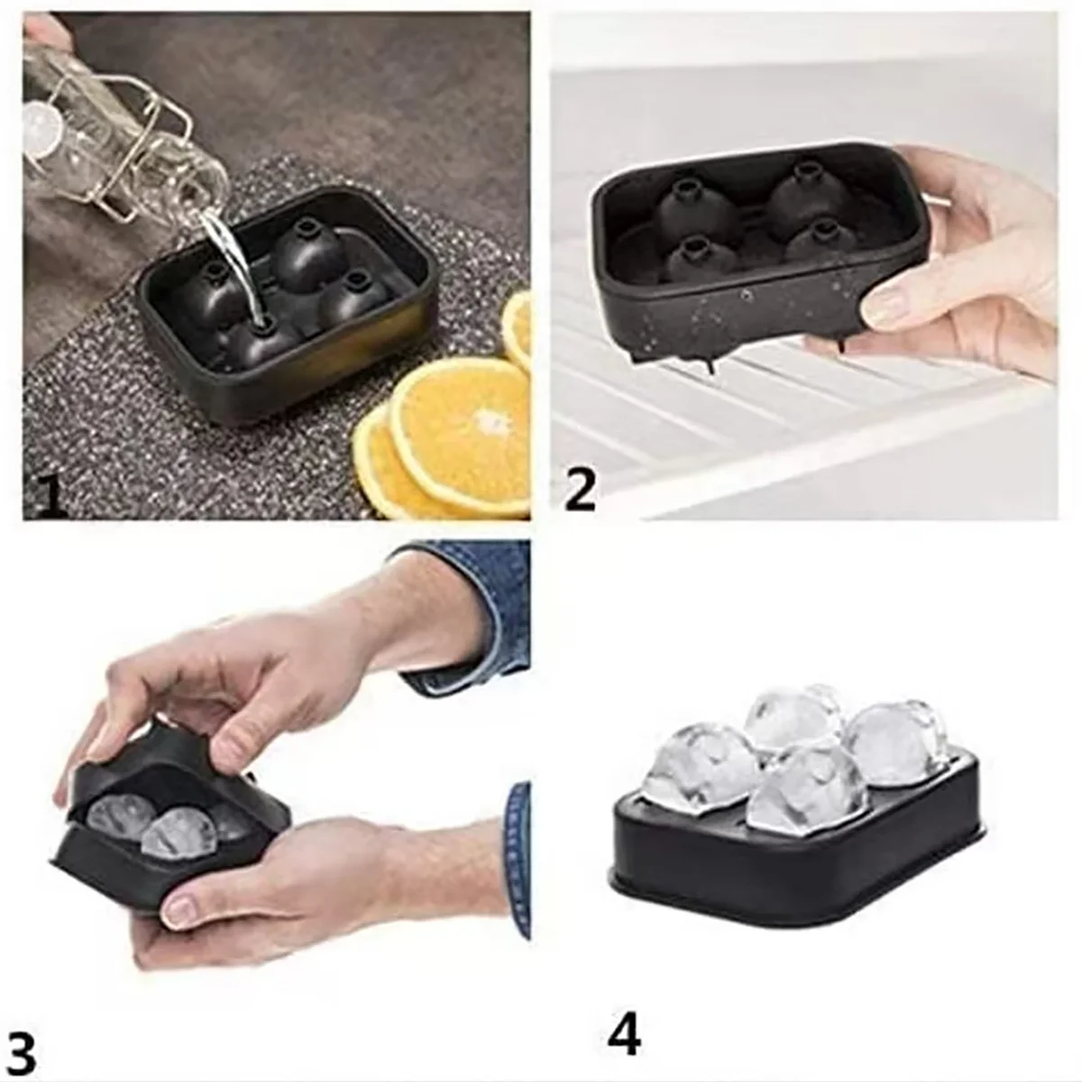 3D Skull Silicone Ice Cube Mold, 1 Piece, 4-Cavity Skull Ice Cube Mold, Suitable for Whiskey, Silicone Novelty Ice Cube Mold, Suitable for Summer Parties and Bars