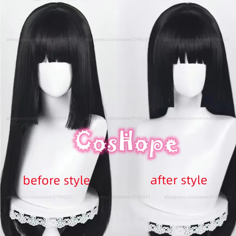 Jabami Yumeko Cosplay Wig 80cm Long Straight Enma Ai Wig Black Wig Cosplay Anime Cosplay Wigs Heat Resistant Synthetic Wigs