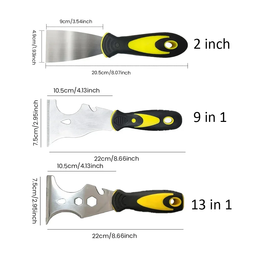 15 in 1 Multifunctional Putty Knife Stainless Steel Paint Scraper Removal Construction Tool for Wallpaper Can Opener Home DIY