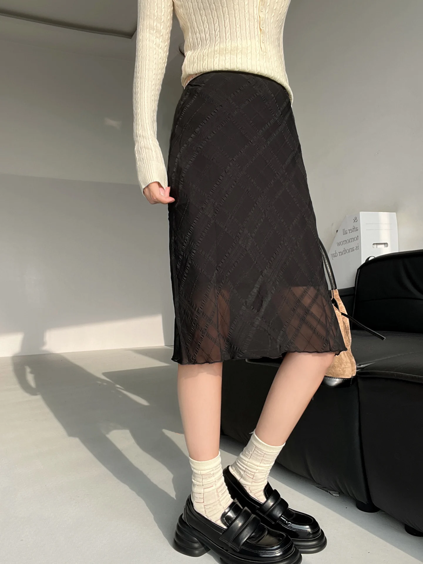 

Юбка Bla в стиле ретро, женская утягивающая юбка с фианитом на хвосте, повседневная юбка для свиданий с низкой талией, кружевная юбка с заниженной талией