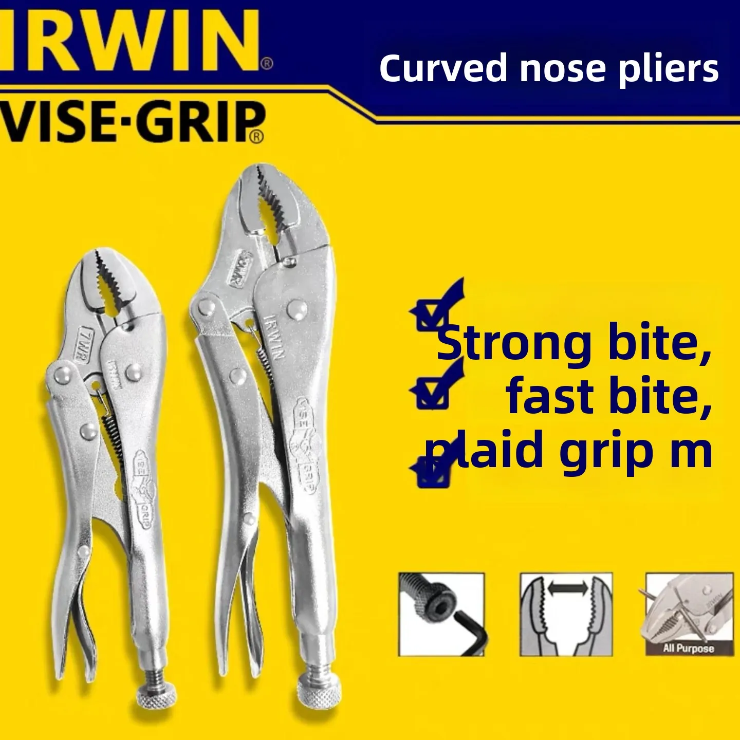 IRWIN Handshake Bent-Jaw Vise-Grips 5WR 5-Inch 7WR 7-Inch 10WR 10-Inch Tools from USA with Excellent Performance