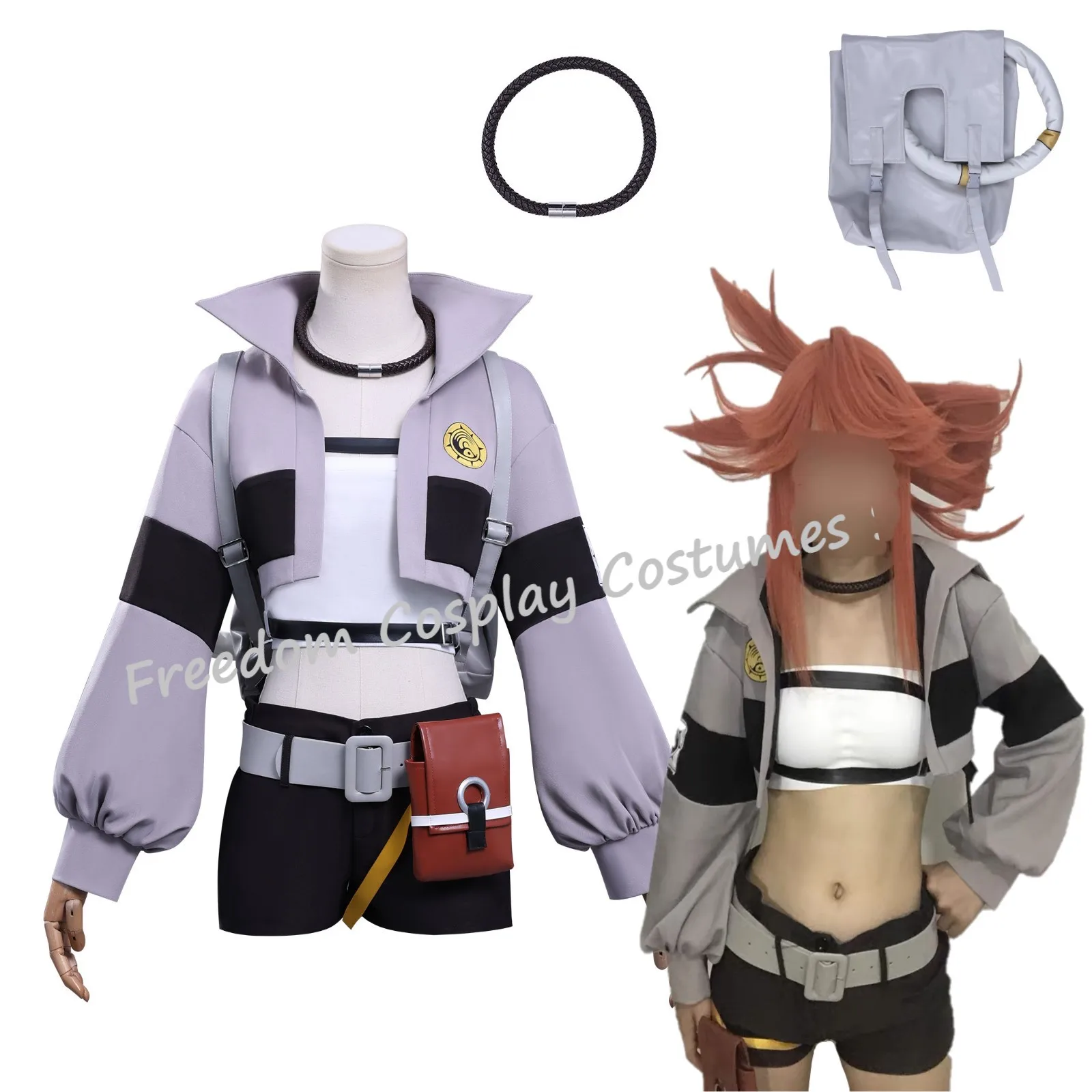 

NEW Anime Gachiakuta Riyo Reaper Cosplay Costume Wig Uniform Choker Akuta Cleaners Halloween Carnival Party suit for Women Girls