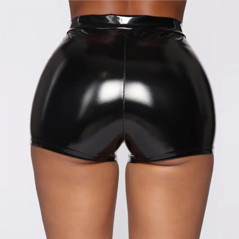 High Waist Shorts Stretchy Sexy Shiny Booty PU Leggings Fashion Bottoms For Dance Festival Club Female Clothing New