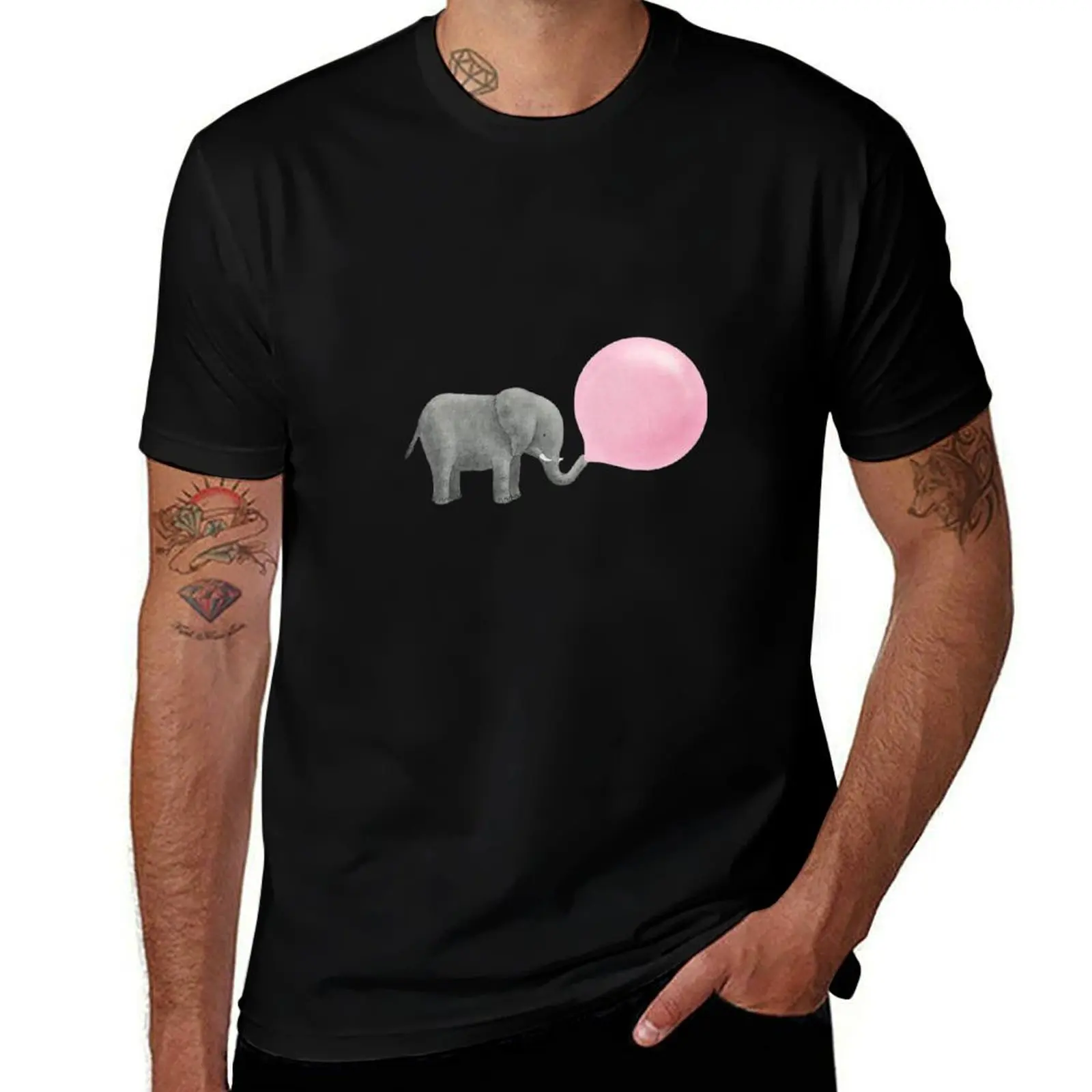 

Elephant bubble chewing gum T-Shirt man t shirt heavy cotton t shirts for man cotton soft T-shirt