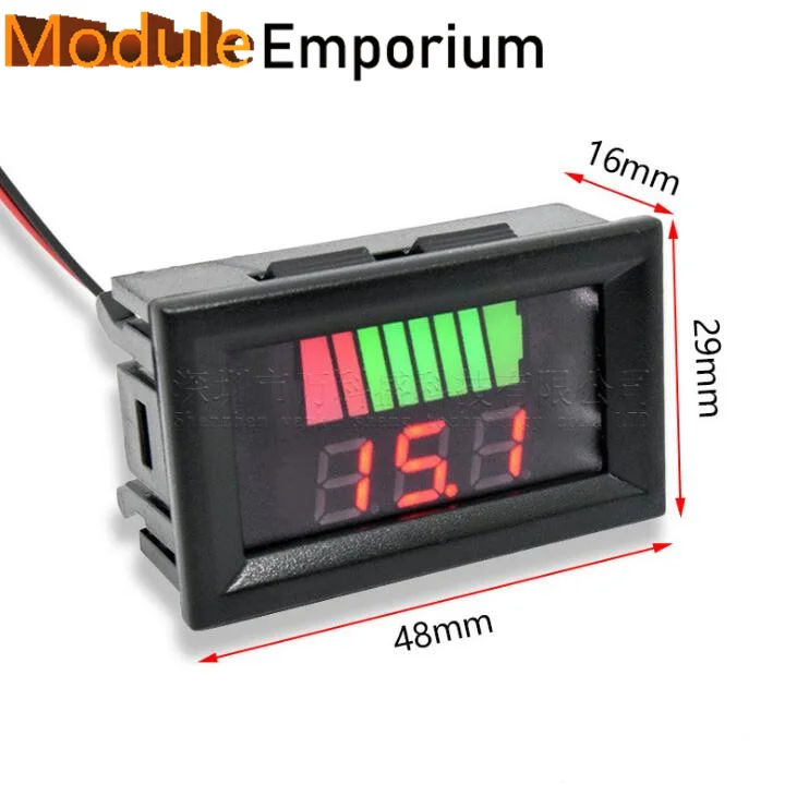 Car Battery Charge Level Indicator 12V 24V 36V 48V 60V 72V Lithium Battery Capacity Meter Test Display LED Tester Voltmeter