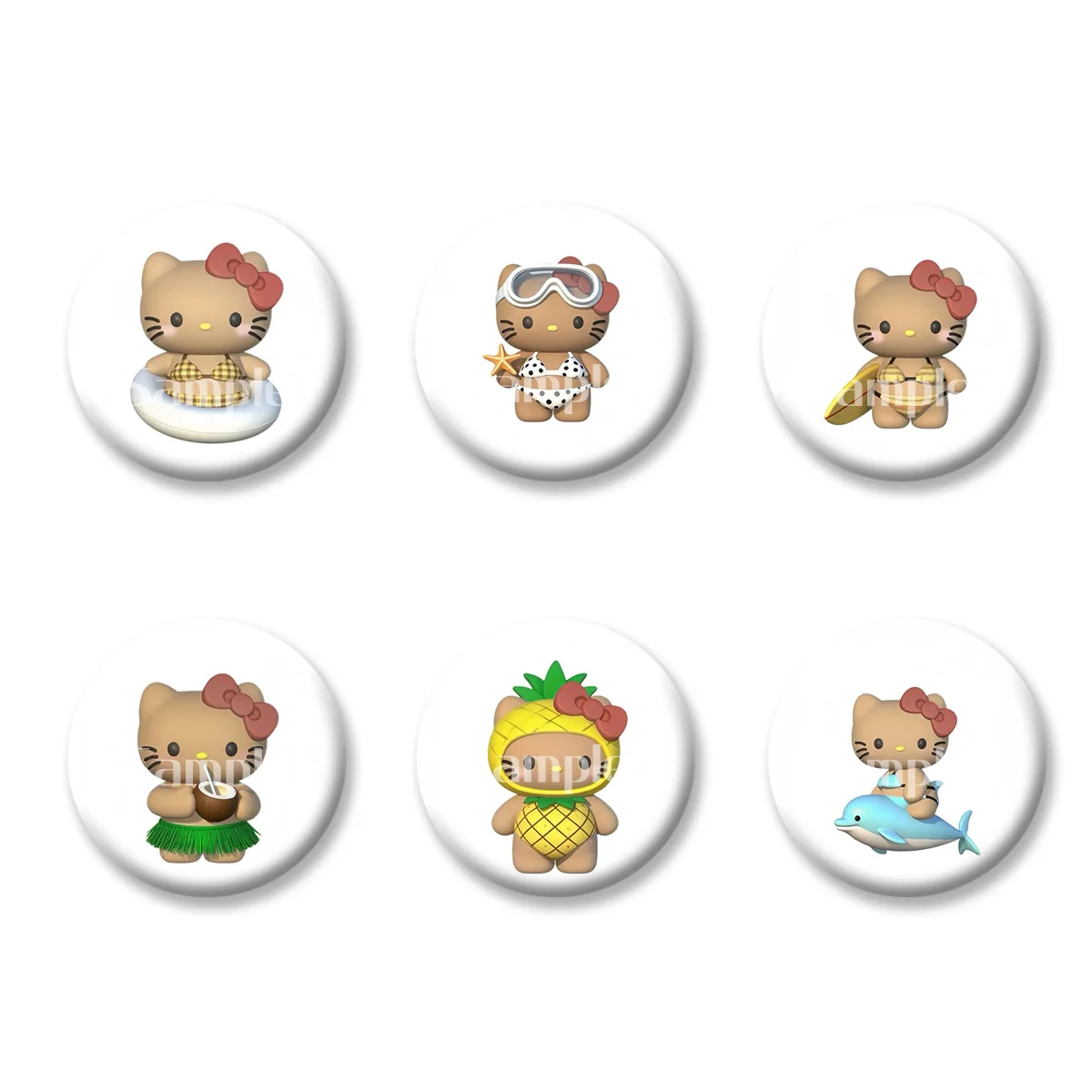 

Sanrio Hello Kitty Swimsuit Series Black Skin Badges Pins Brooch Keychains Makeup Mirror Fridge Magnet Gift for Kid Friends