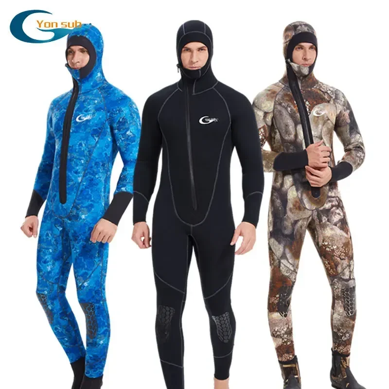 

Covered Warm Men And Women 5mm Diving Suit With Front Zipper And Hooded Cold Suit