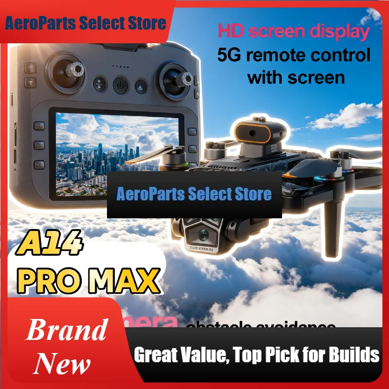 AeroPartsFor Genuine A14 Pro Max GPS Brushless 8K Three Camera Obstacle Avoidance Foldable Quadcopter RC With Screen Distance Dr