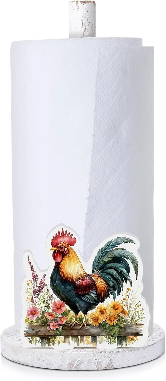 

Rooster Paper Towel Holder Wooden Farmhouse Paper Towel Holder Countertop Kitchen Accessories Farm Bathroom Table Decor Gifts