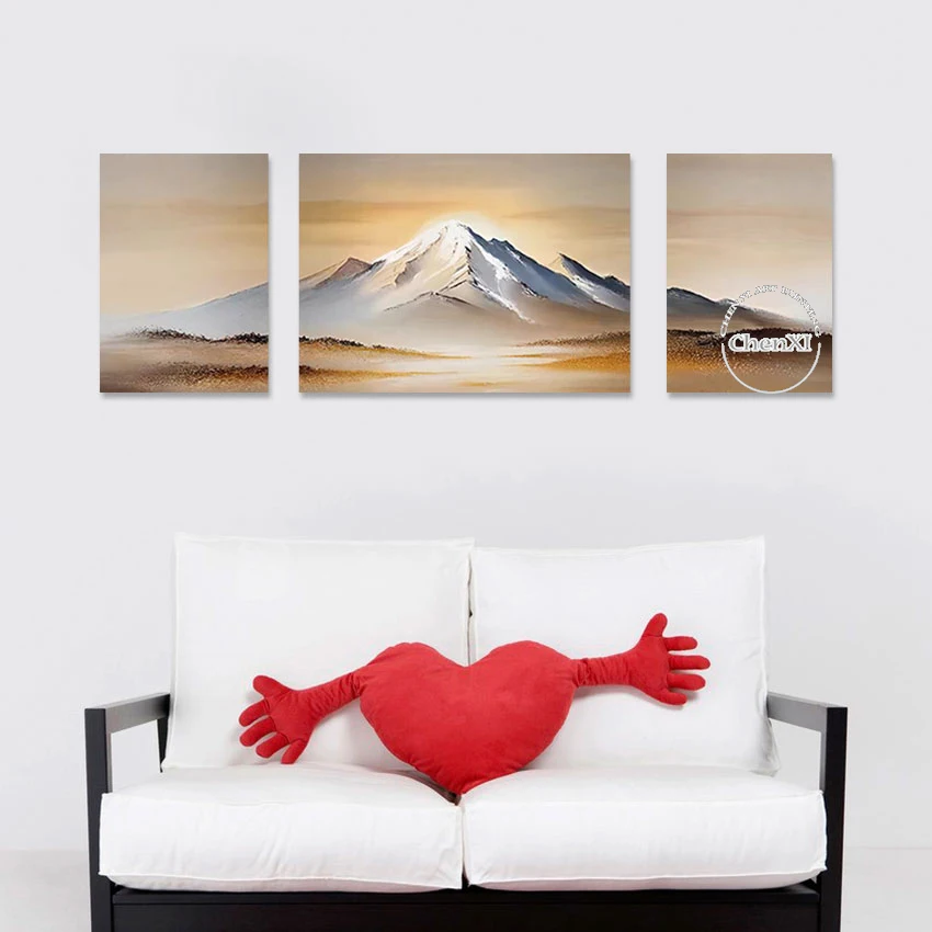 

3PCS Group Large Paintings Canvas Wall Art Set Luxury Mountain Landscape Snowy Scenery Oil Painting Living Room Decor