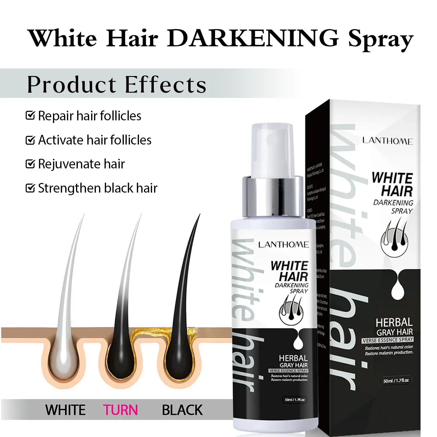 Natural Hair Regrowth Treatment for Men and Women Hair Color Restoration Products with Deep Nourishment and Long-lasting Effects