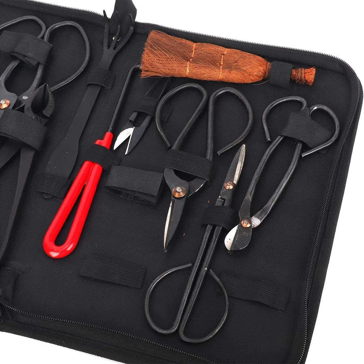 Aço carbono Bonsai Poda Tool Set, cortador extensivo, tesoura Kit com Nylon Case para Jardim, DIY Hand Tool, 15pcs