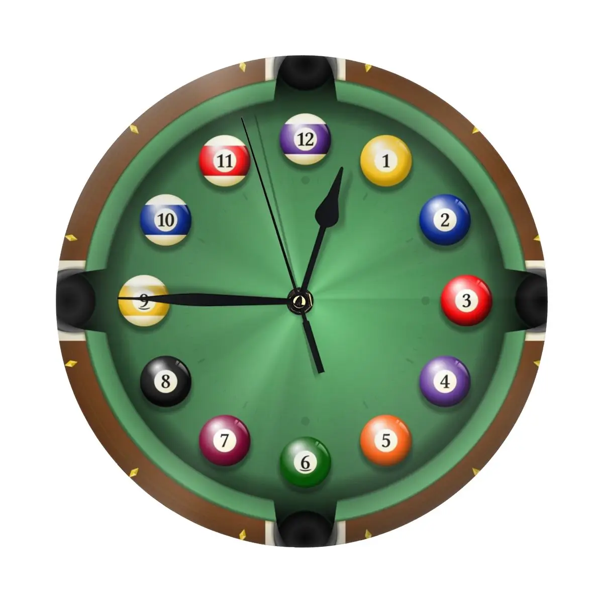 Time To Play Pool Wall Clock Easy to Read Wall Mounted Clock With Silent for Home Decor