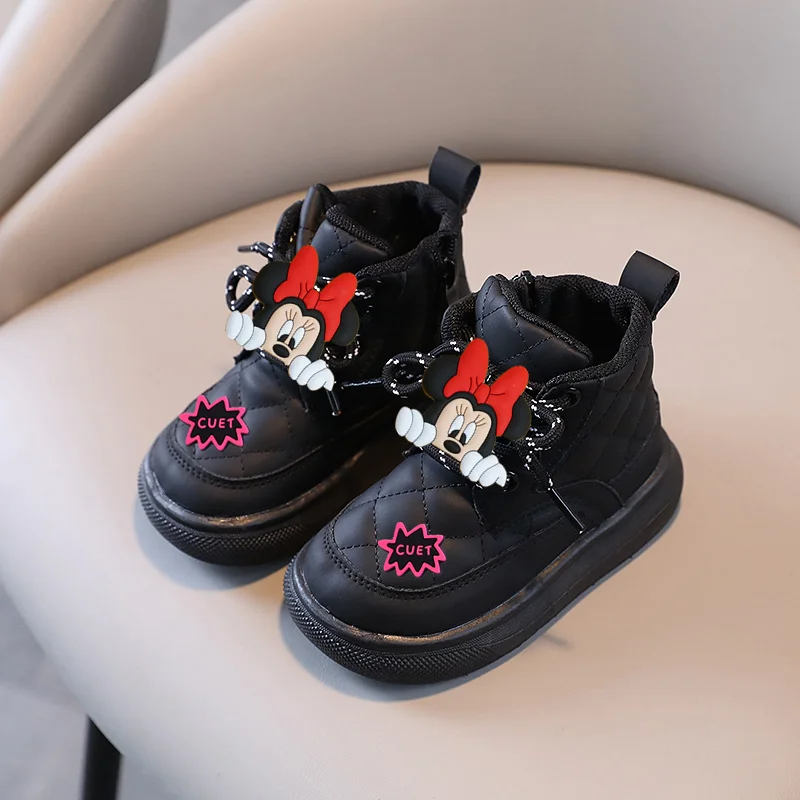 

disney Mickey Mouse Minnie Mouse Kids Casual Boots Fall Winter Baby Cotton Shoes Boys Girls Thickened boot Warm Sneakers