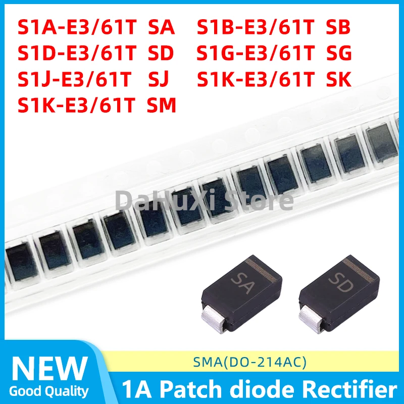 20PCS S1A-E3/61 SA S1B-E3 SB S1D-E3 SD S1G-E3 SG S1J-E3 SJ S1K-E3 SK S1M-E3 SM DO-214AC SMA 1A Patch diode Rectifier