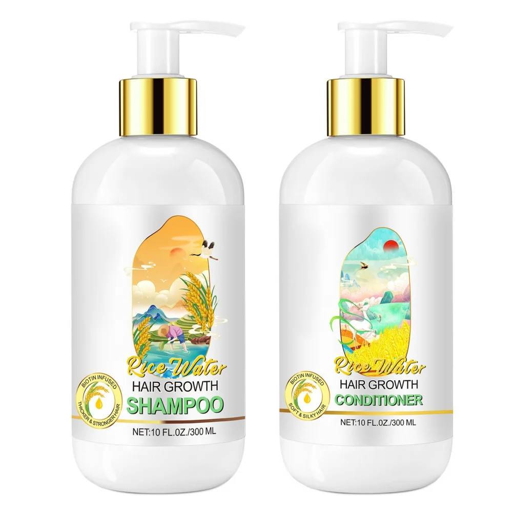 Hair Growth Shampoo and Conditioner For Thinning Hair and Hair Loss Rice Water for Hair Growth with Rosemary Repair Split Ends