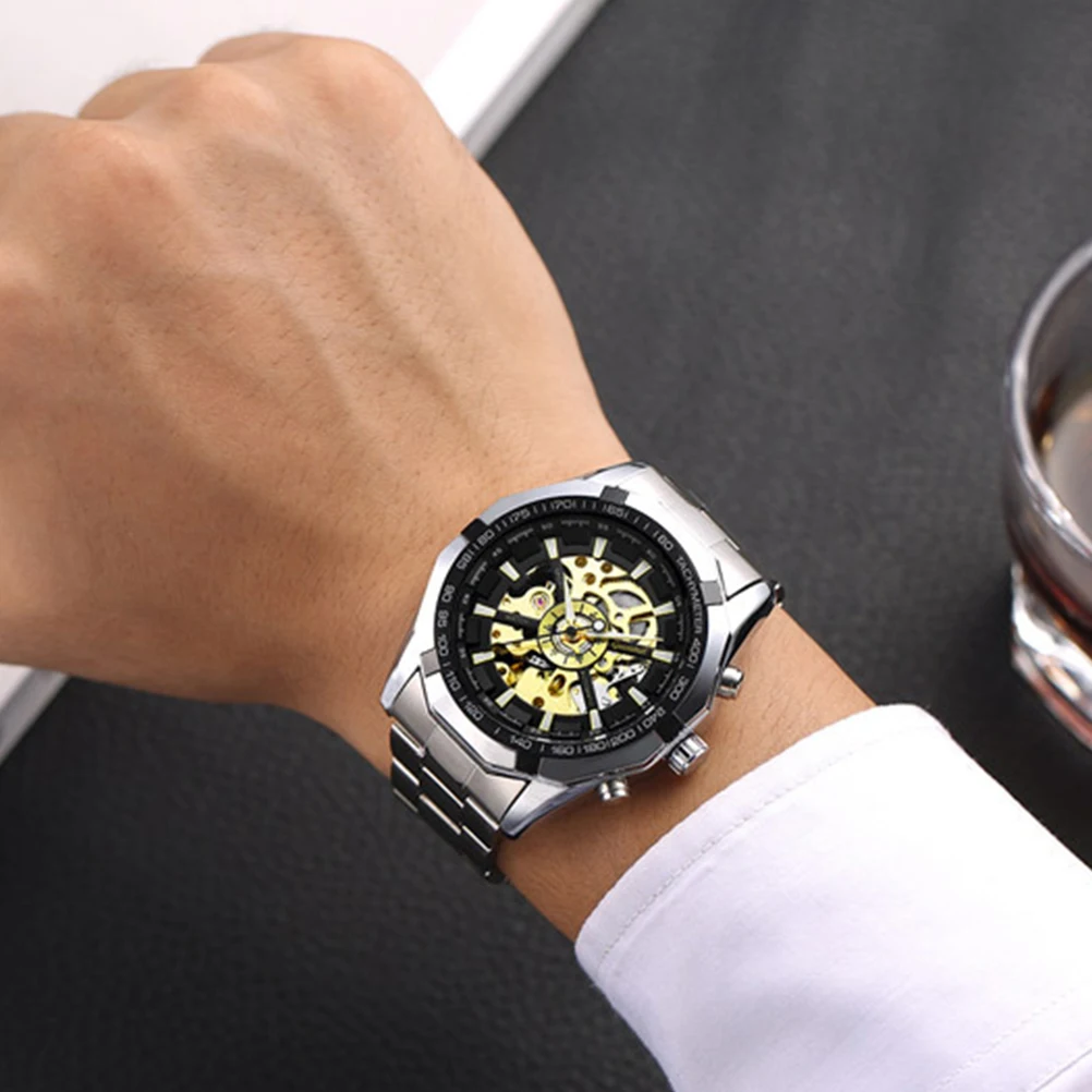 

Hollow Mechanical Watch for Men Automatic Zinc Alloy Watches Waterproof Luminous Business Mens