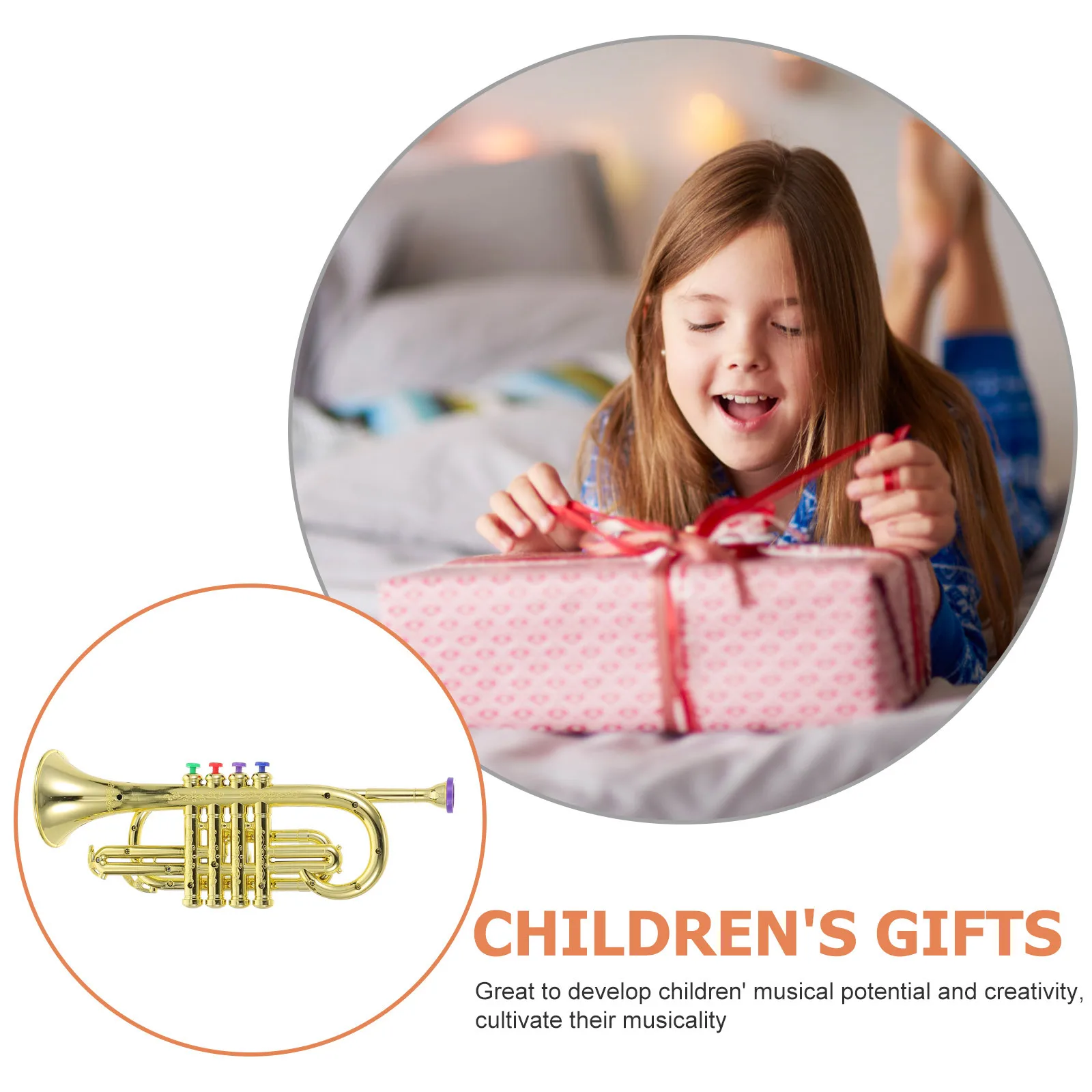 

Simulation Trumpet Children Colorful Plastic Musical Instrument Early Educational Plaything for Kid Stage Performance Classroom