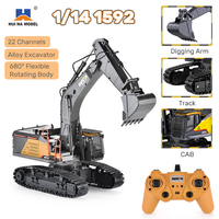 HUINA 1592 RC Excavator 1:14 Scale 22 Channels 2.4G Semi-Alloy Remote control Engineering Crawler Tractor Children's Gift