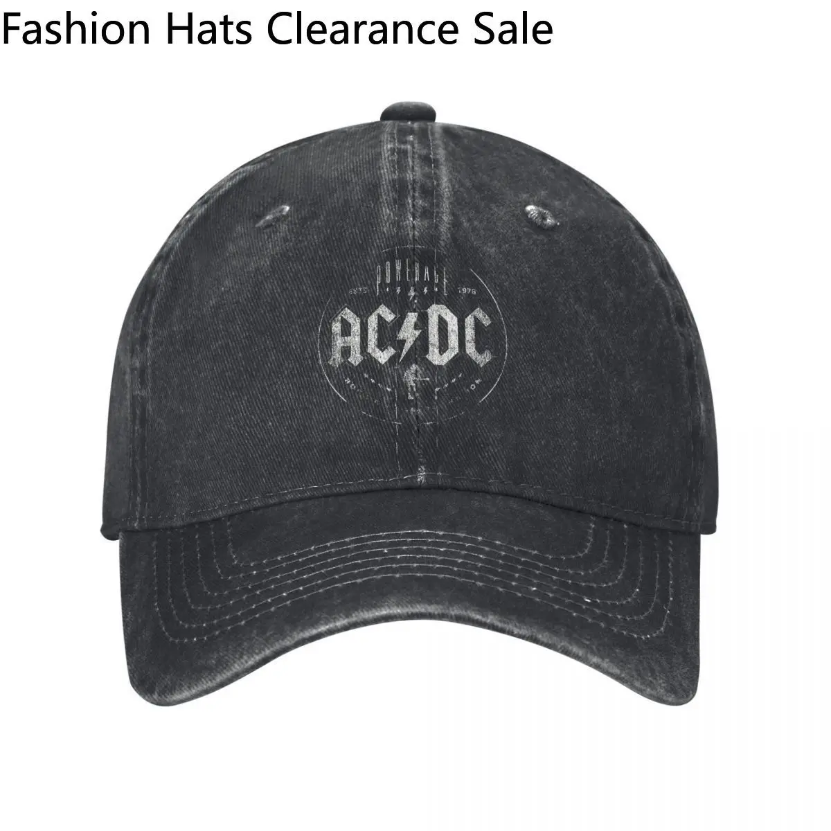 

Classic Acs High Voltage 1975 Dc Rock Baseball Caps Men Women Distressed Denim Sun Cap Outdoor Summer Adjustable Fit Caps Hat