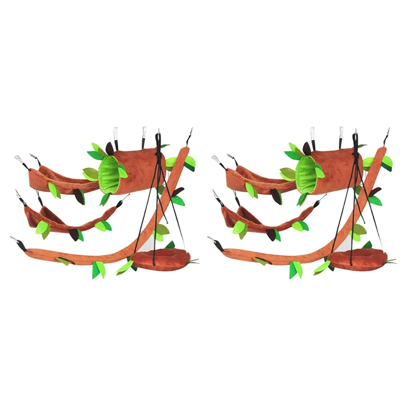 Hot Sale-10Pcs الهامستر السكر طائرة شراعية معلقة قفص الملحقات مجموعة ورقة الخشب تصميم أرجوحة الحيوانات الصغيرة قناة حبل سوينغ #1