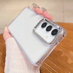 Plating Lens Frame Clear Case For Samsung Galaxy A34 A52 A53 A15 A25 A35 A55 A54 5G S24 S23 S22 Ultra S21 S24 FE Soft TPU Cover