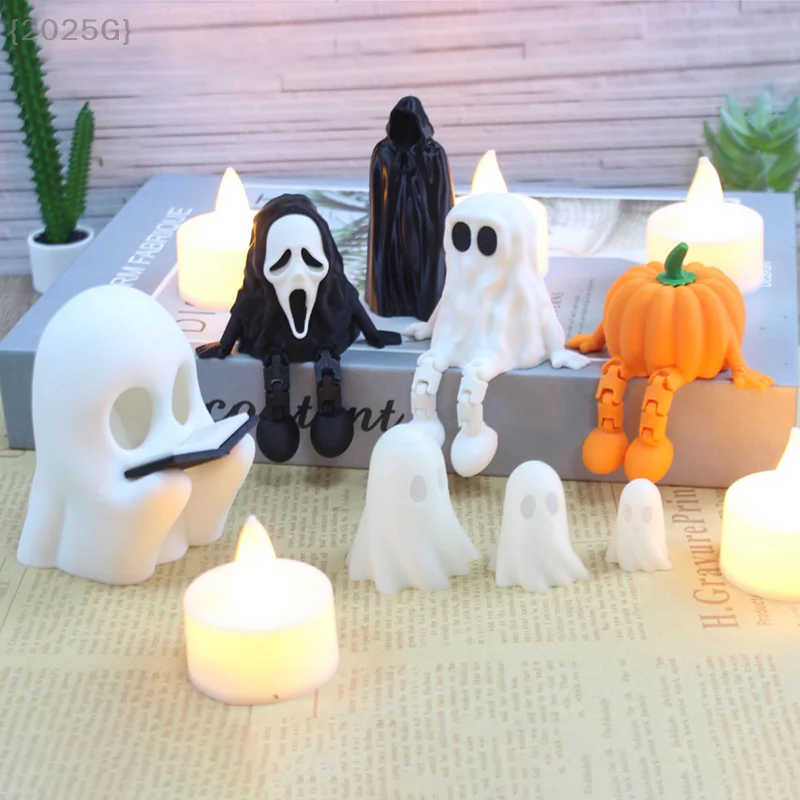 

Halloween Home Decoration Ornament Choir Ghost Toy Pumpkin Man Faceless Cloak Male Mini Scene Model Desktop Ornament