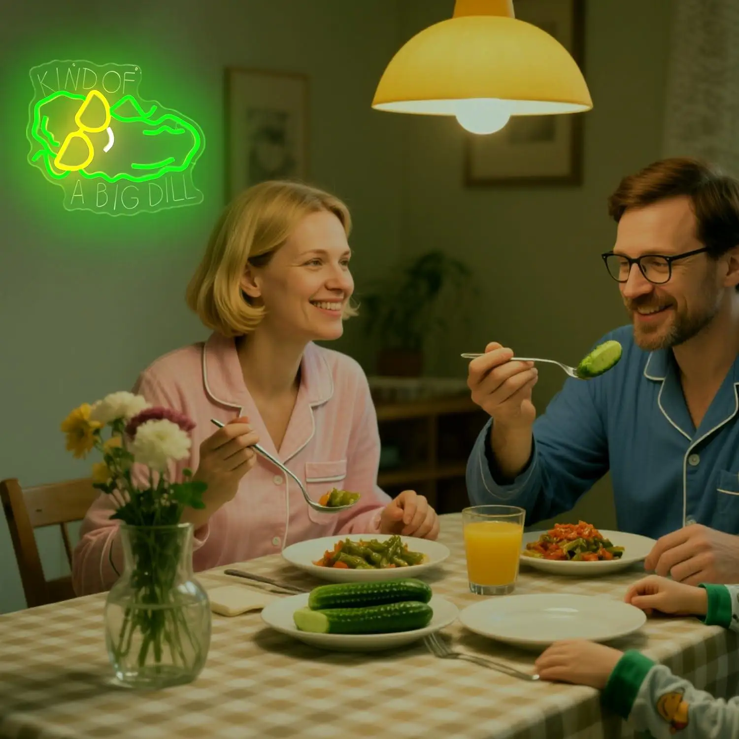Kind Of A Big Dill Neon Sign USB Dimmable LED Neon Light for Home Kitchen Dining Room Decoration Gag Cucumber Neon Wall Art